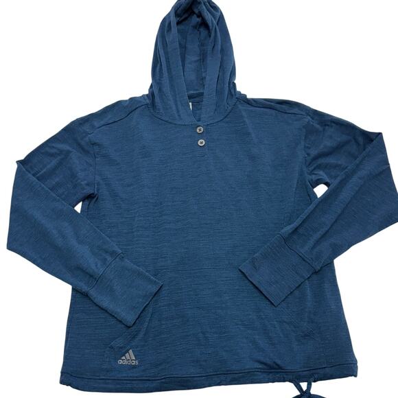 Adidas Hooodie Womens Small Blue Rush Crew Essentials Slub Hoodie - Picture 2 of 10